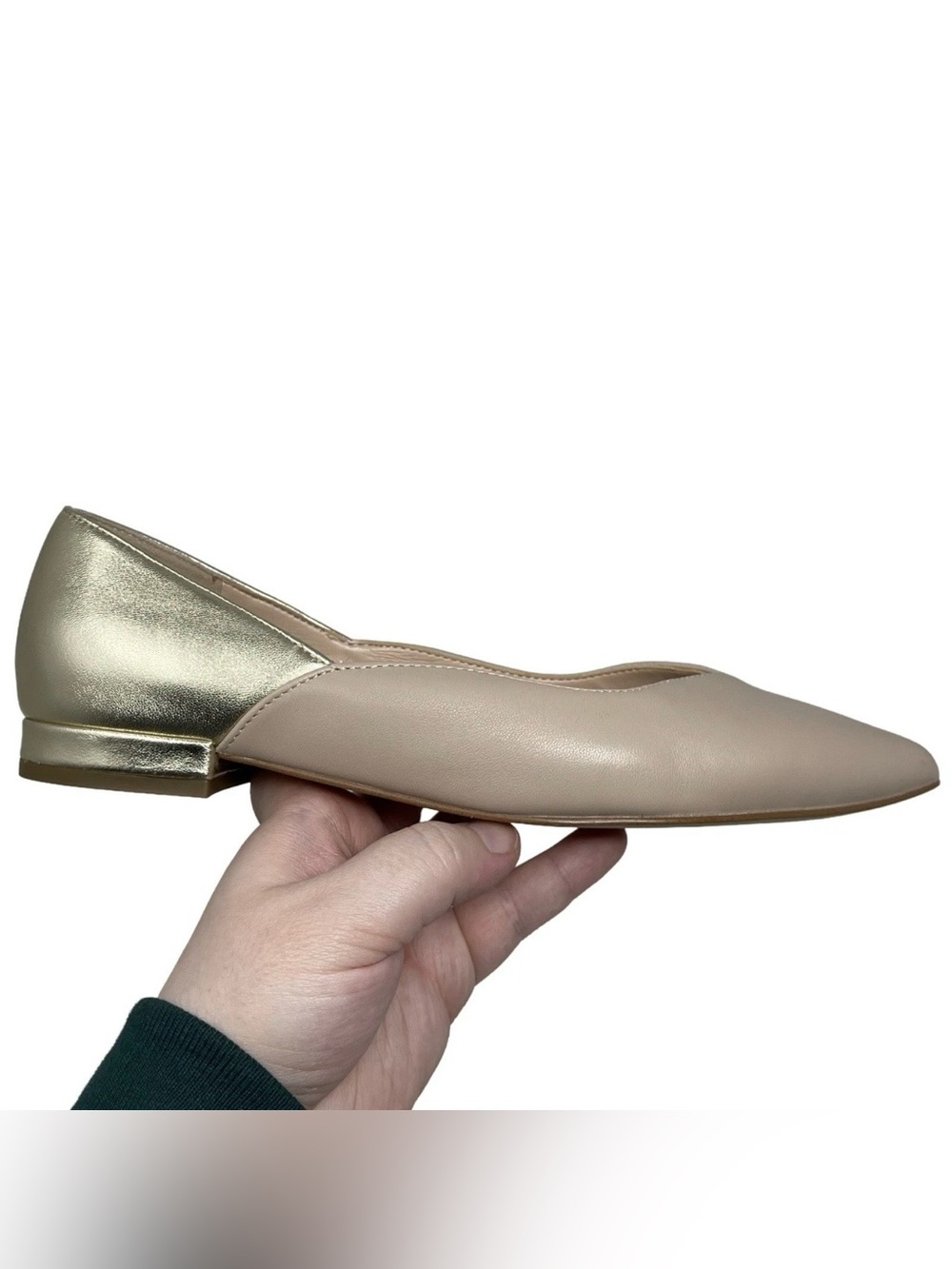 Talbots “Portia” Nude & Gold Metallic Back Nappa Leather Flats Women’s Size 7M - Picture 8 of 15